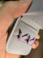 Pink streamer butterfly-earrings