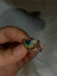 Yellow and blue gradient beaded butterfly-ring