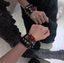 Handcrafted Snake-Patterned Leather Choker with Red Snake-Patterned Leather Accents · Black and Red Choker